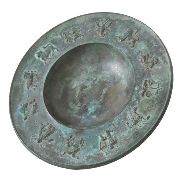 Circular Neoclassical Bronze Plate, 1940s For Sale