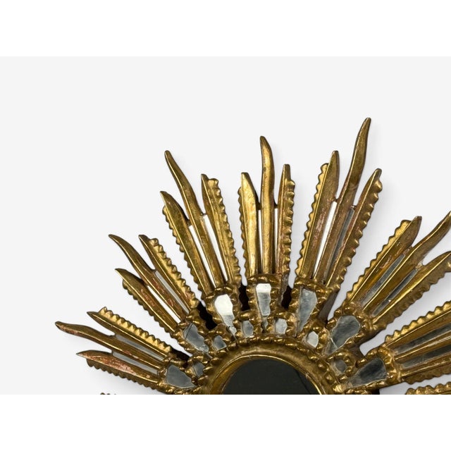 Line Vautrin Style, Sunburst Mirror, Clayed Gilt, Mirror, France, 1960s For Sale In New York - Image 6 of 10