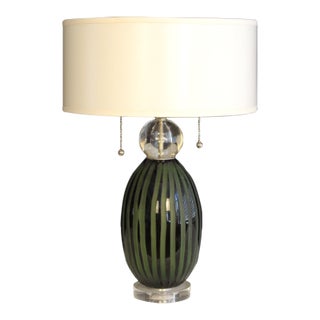 Mid 20th Century Mezza Murano Style Etched Lamp. For Sale