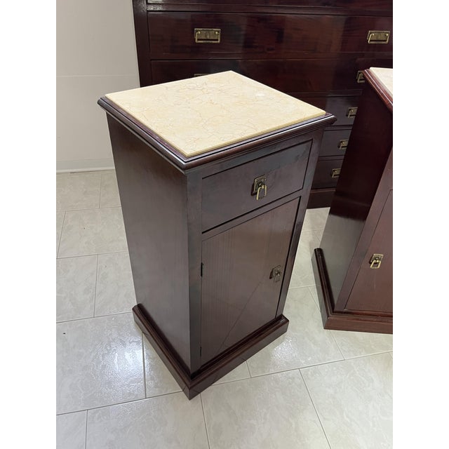 1960s Chests of Drawers and Bedside Tables with Marble Tops, 1960s, Set of 3 For Sale - Image 5 of 15
