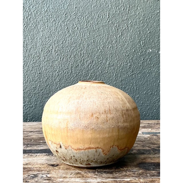 Vintage Earth Tone Ceramic Vessel For Sale - Image 11 of 12