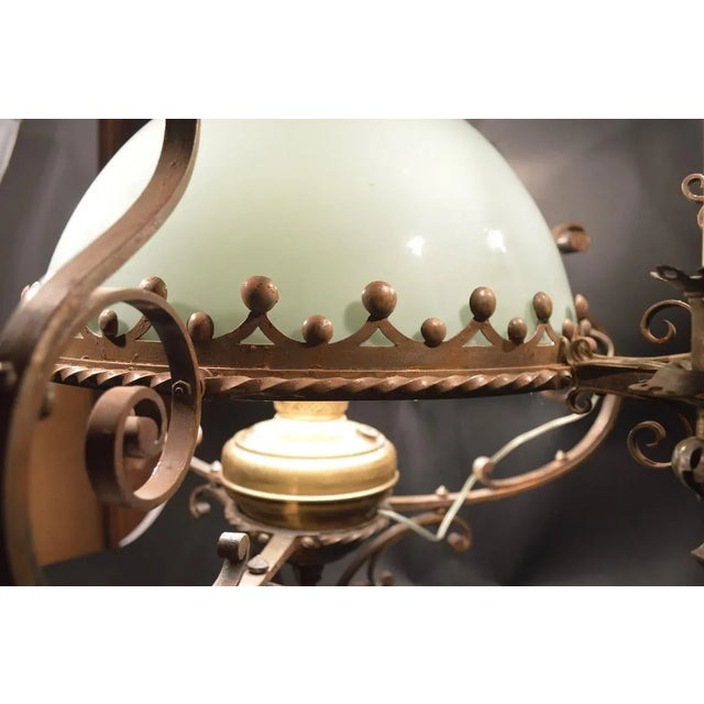 Metal Steel Brass and Glass Oil Light Chandelier in the Spanish Style For Sale - Image 7 of 12