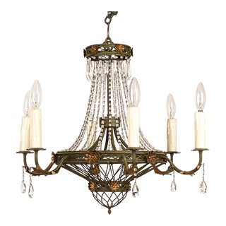 Circa 1900 Tole and Gilt Pendant Chandelier, Italy For Sale