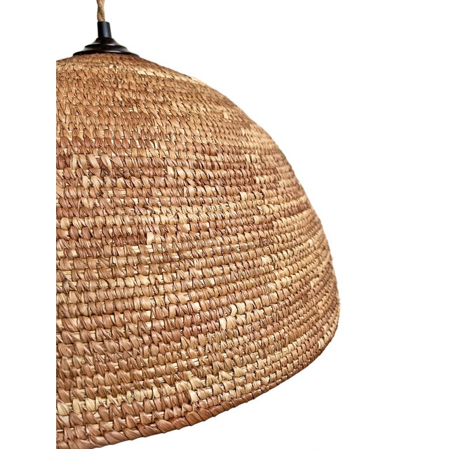 Vintage Dogon Dome Basket African Modern Pendant Light For Sale In Los Angeles - Image 6 of 6