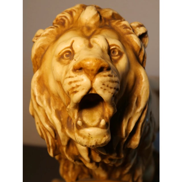 Circa 1900 Austrian Art Nouveau Theodore Schoop for Bernard Bloch Porcelain Lion and Lioness on Rock Figural Group Sculpture For Sale In New Orleans - Image 6 of 12