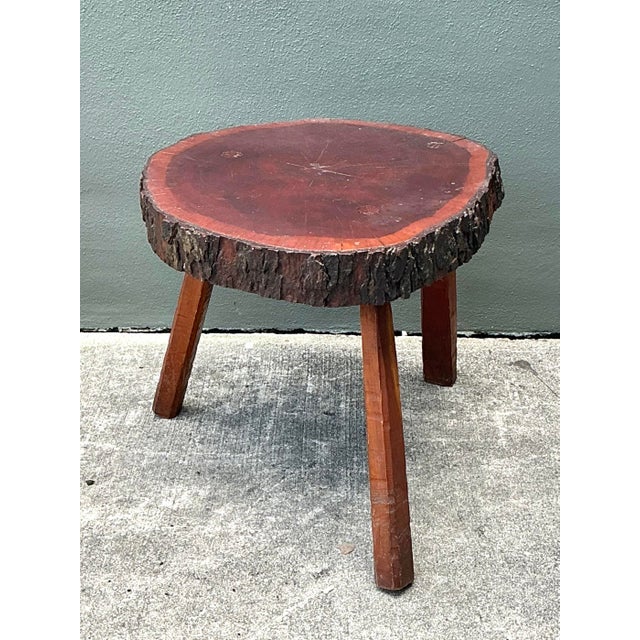 Vintage Wood Slab Side Table For Sale - Image 4 of 12