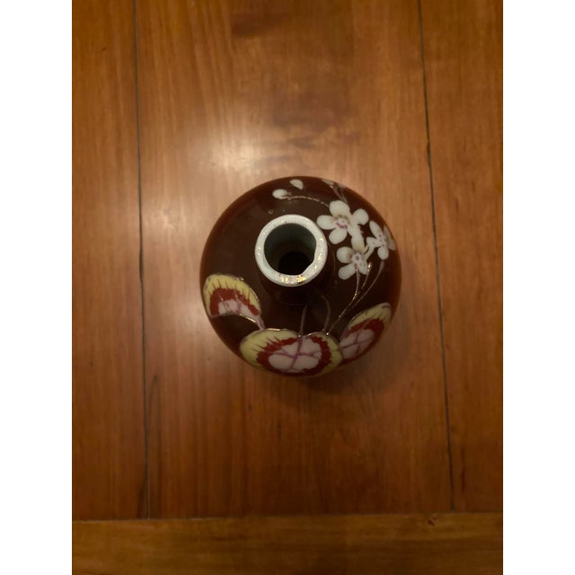 Brown Hand-Painted Art Nouveau Bud Vase For Sale - Image 8 of 8