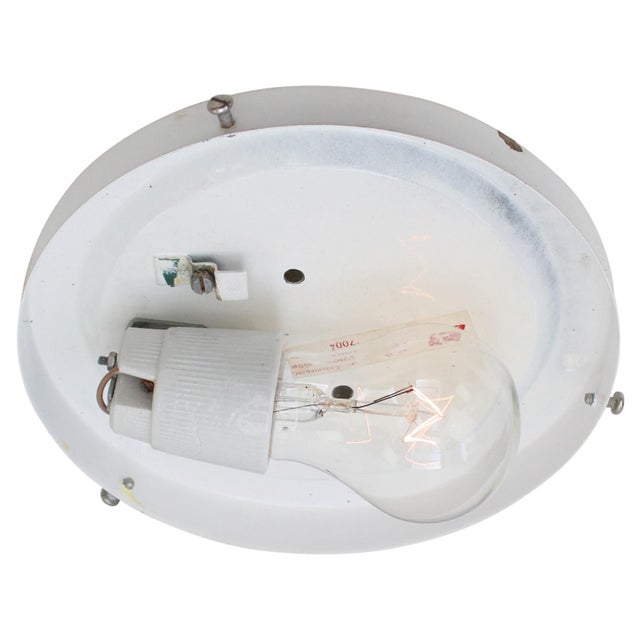 Mid-Century Round Textured Glass Flush Mount For Sale - Image 6 of 12