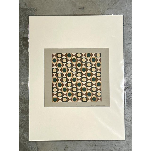 Paper Vintage Geometric Tile Pattern Serigraph For Sale - Image 7 of 12