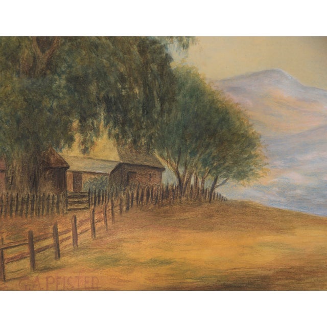 Countryside Barn at Dusk Below Mt. Tamalpais - Original Oil Pastel on Paper by Grace Anna Pfister For Sale In Monterey, CA - Image 6 of 8