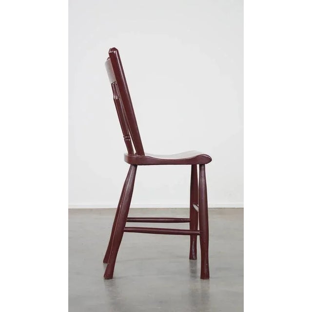 Vintage Dutch Farmers Side Chair in Burgundy Wood For Sale - Image 3 of 12