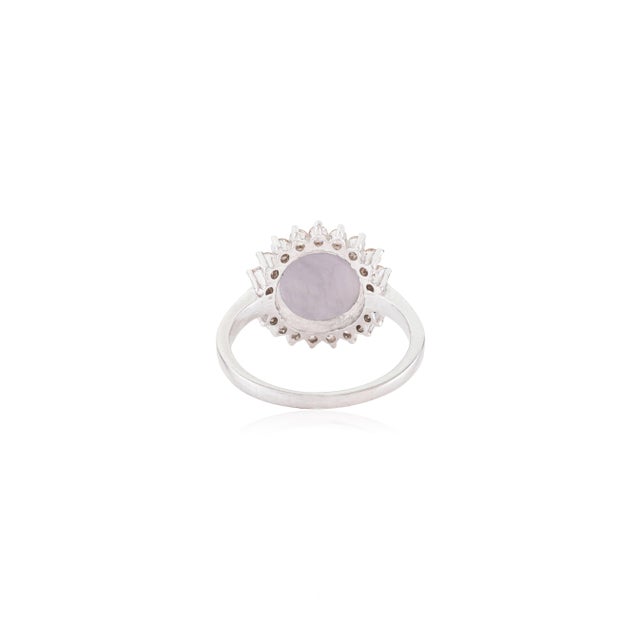 Contemporary French Vintage-Inspired Star Sapphire Diamond Sunburst Cocktail Ring in 14k Gold Size 8 For Sale - Image 3 of 10