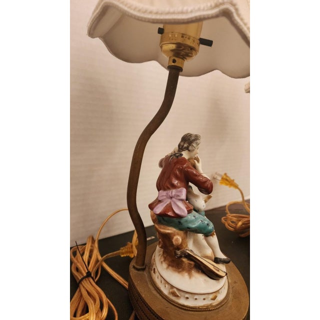 Pair of Mid 20th Century Porcelain Lamp For Sale - Image 4 of 10