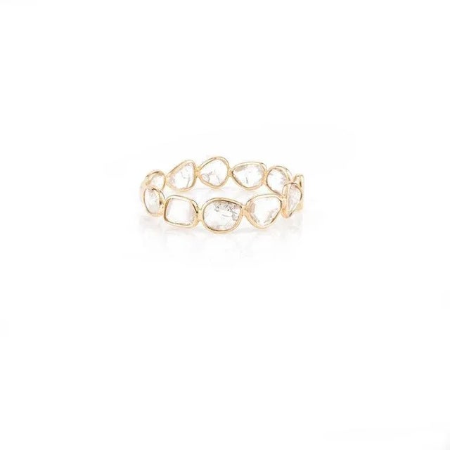 Natural Uncut Diamond 18k Yellow Gold Stacking Band Ring Size 4.5 (All Sizes Available) For Sale In New York - Image 6 of 8