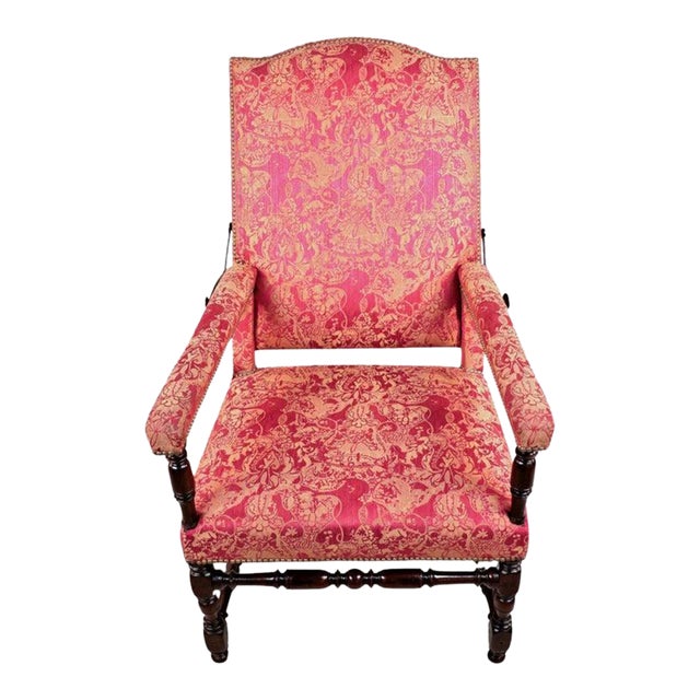 Mid-19th Century Gothic Revival English Walnut Reclining Arm Chair For Sale