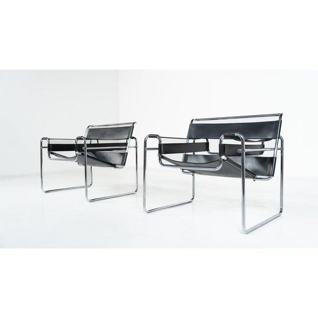 Gavina B3 Wassily Armchairs by Marcel Breuer for Gavina, Italy, 1960s, Set of 2 For Sale - Image 4 of 16