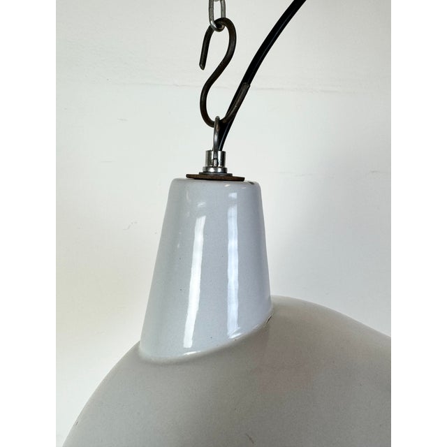 1960s Industrial Grey Enamel Factory Pendant Lamp, 1960s For Sale - Image 5 of 18