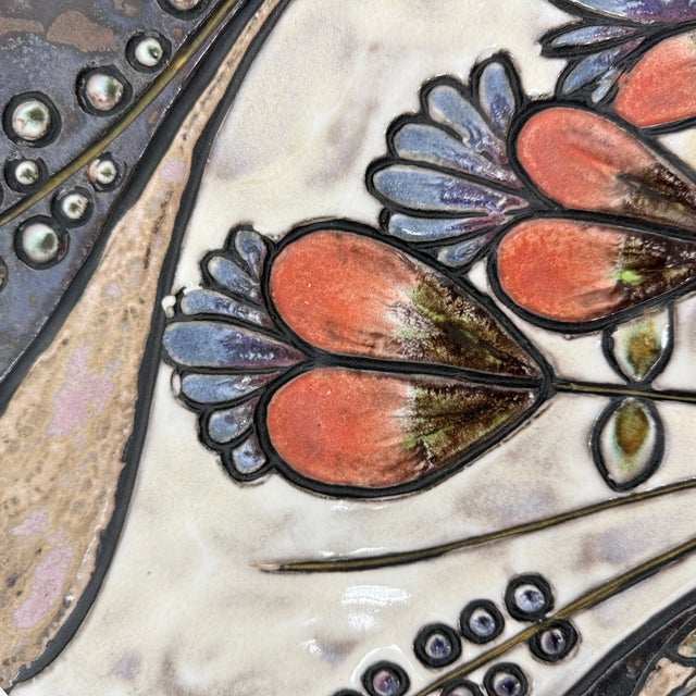 1970s Handmade Ceramic Floral Wall Plate from Ruscha, Germany, 1970s For Sale - Image 5 of 17