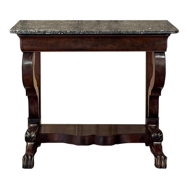 19th Century French Louis Philippe Period Mahogany Marble Top Console For Sale - Image 4 of 18