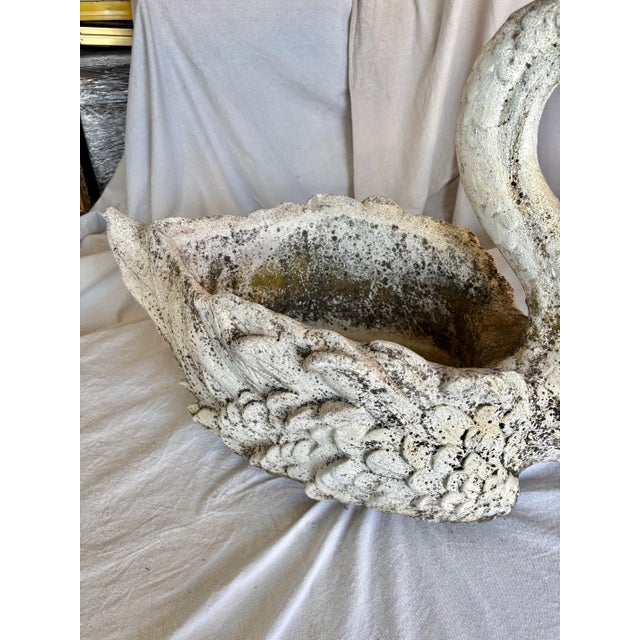 Sculpture Materials Early 20th Century French Concrete Swan Planters - A Pair For Sale - Image 7 of 12