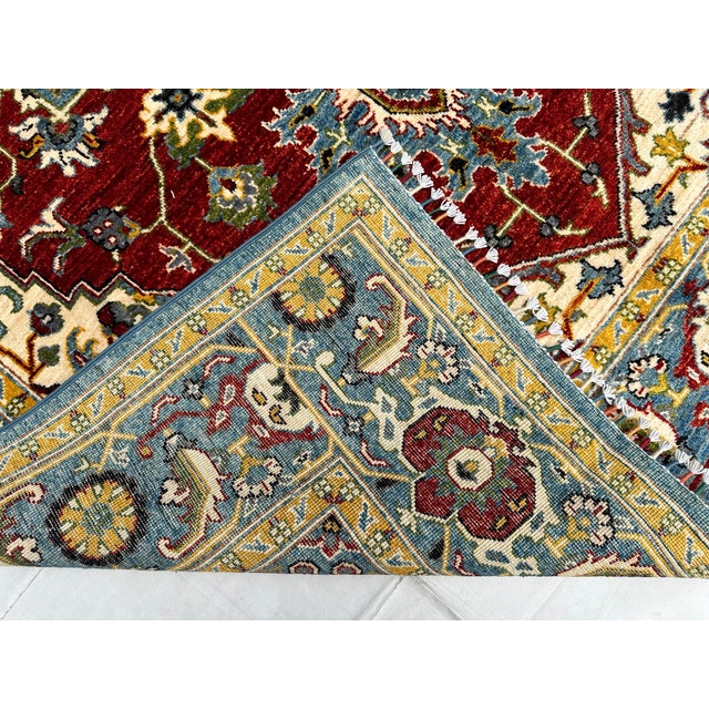 Red Heriz Hand-Knotted Wool Rug - 8'6" X 6'9" For Sale - Image 12 of 13