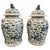 Early 20th C. Antique Blue & White Chinoiserie Lidded Temple Jars- A Pair For Sale - Image 11 of 18