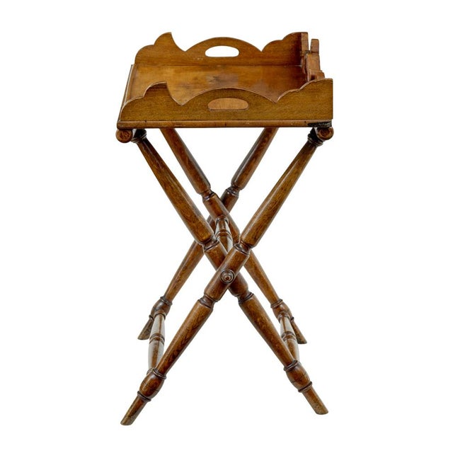 19th century solid oak gothic revival butlers tray on stand circa 1870. fine quality butlers tray on original stand,...