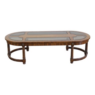 Mid Century Walnut Oval Shaped Coffee Table For Sale