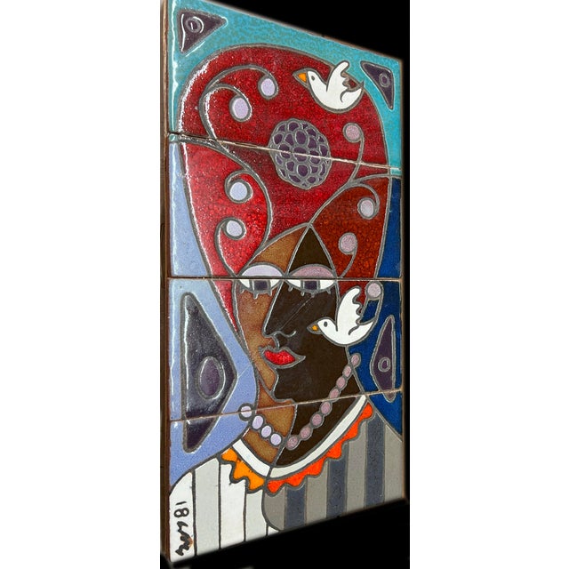 Woman of Nature and Serenity Original Ceramic Tile Sculpture by ​Guillermo Wagner Granizo For Sale - Image 4 of 6