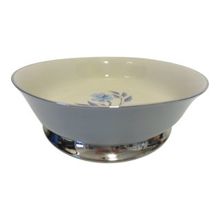 Vintage Flintridge China California Blue W Platinum Borders Serving Bowl 10" For Sale