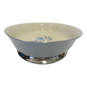 Vintage Flintridge China California Blue W Platinum Borders Serving Bowl 10"