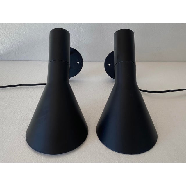 2010s Danish Modern Arne Jacobsen Black Aj Wall Sconces For Sale - Image 5 of 9