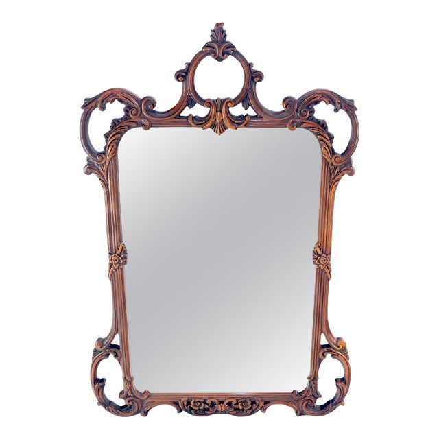 Very Fine c1940s Pierced Carved Mahogany Chippendale Style Wall Mirror MINT For Sale