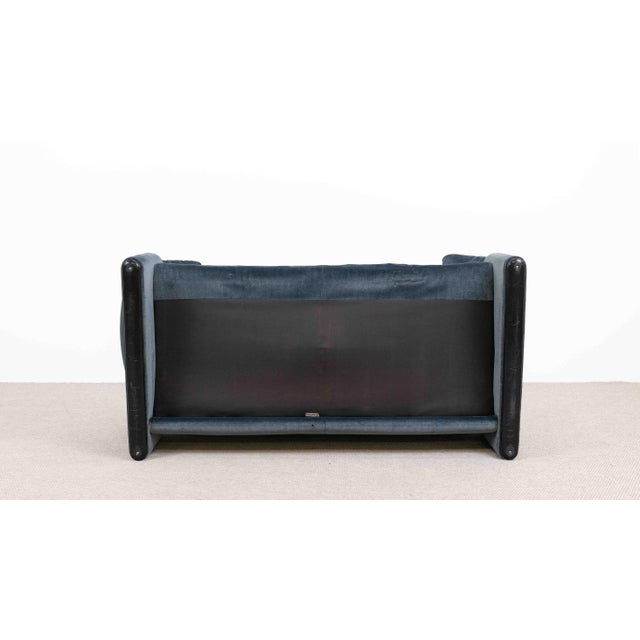 Blue Maralunga Sofa by Vico Magistretti for Cassina, 1980s For Sale - Image 8 of 18