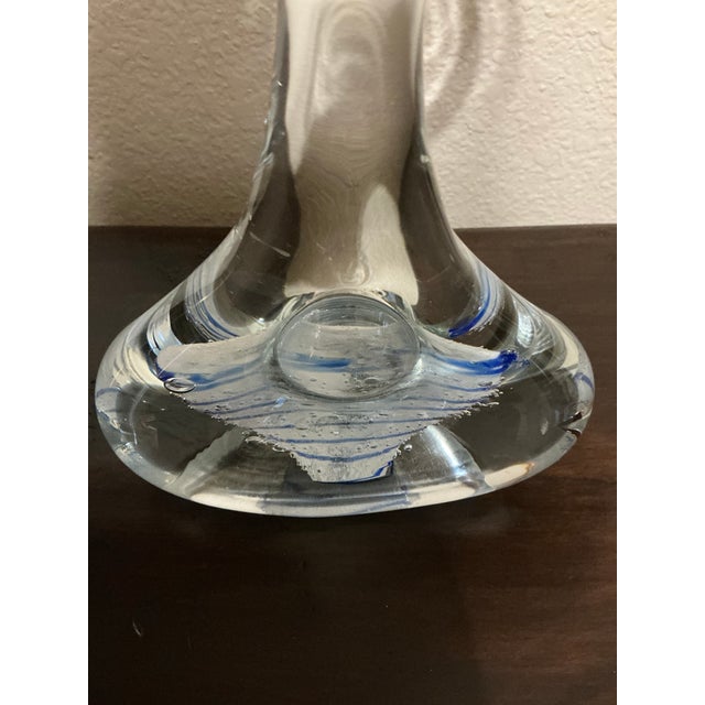 Blue Vintage Small Hand‑blown Art‑glass Candle Holder Vessel For Sale - Image 8 of 8