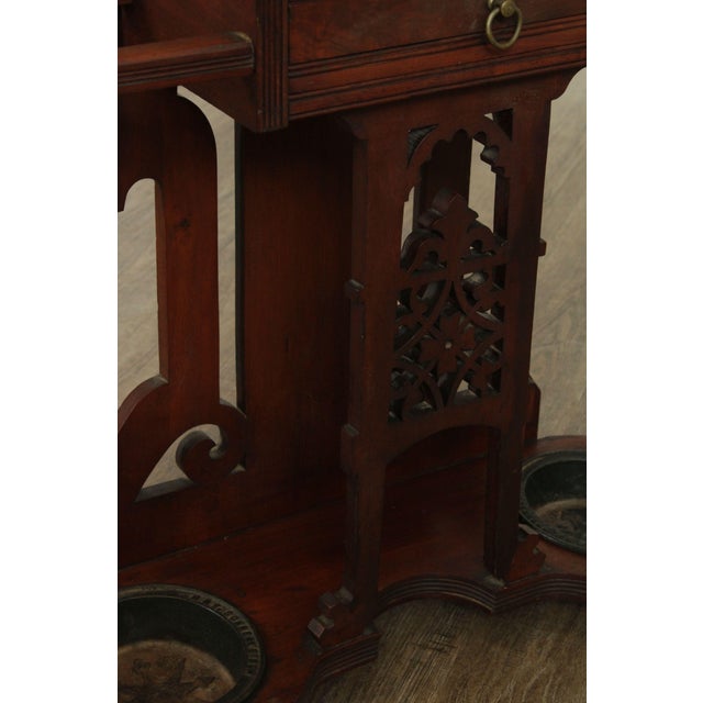 Antique Victorian Walnut Mirror Back Hall Tree, Umbrella Stand Chairish