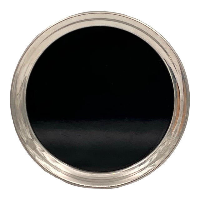 Vintage Lenox Pewter and Black Lucite 7.5" Diameter Tray For Sale