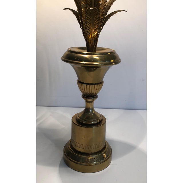 Neoclassical 1970s Palm Tree Neoclassical Style Brass Table Lamp in the Style of Maison Charles For Sale - Image 3 of 12