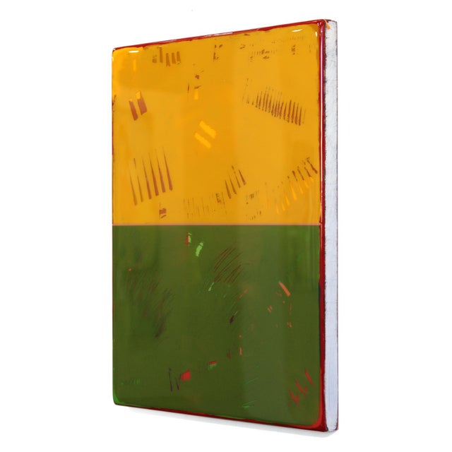 Contemporary Double Vision 78 - Modern Shiny Resin Minimalist Yellow Green Dual Tone Artwork by Ricky Hunt For Sale - Image 3 of 8