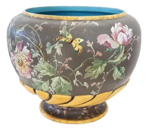 Ceramic Vase with Floral Decor, Italy, 1980s