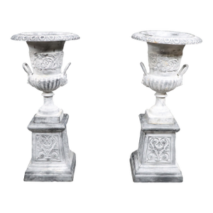 Victorian Cast Iron Lion Urns/Planters