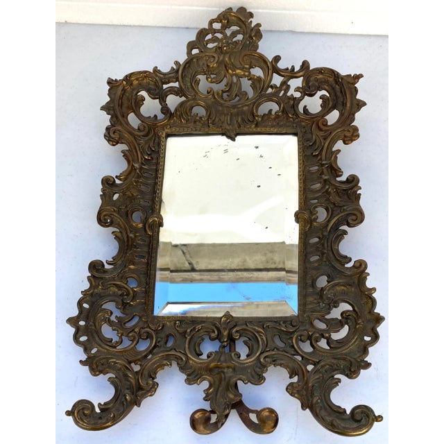Vintage French Rococo Style Bronze Floral Frame Table Mirror With ...