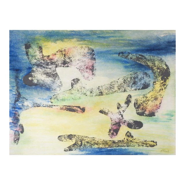 Mid Century Abstract Mixed Media Painting For Sale