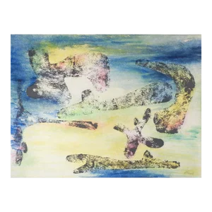 Mid Century Abstract Mixed Media Painting
