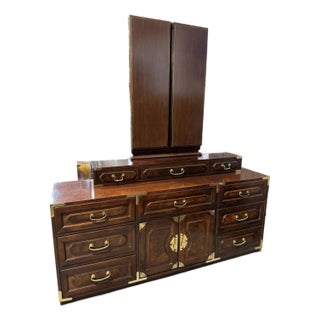 Bernhardt Brown Wood Dresser With Mirror For Sale