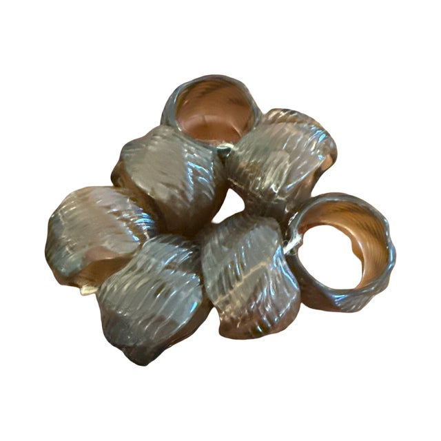 1970s Vintage Napkin Rings Mixed Lot Teak Wood Glass Lucite For Sale - Image 5 of 5