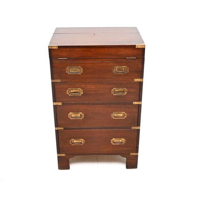 1930s Military Campaign Style Bureau Chest of Drawers, 1930s For Sale - Image 5 of 11