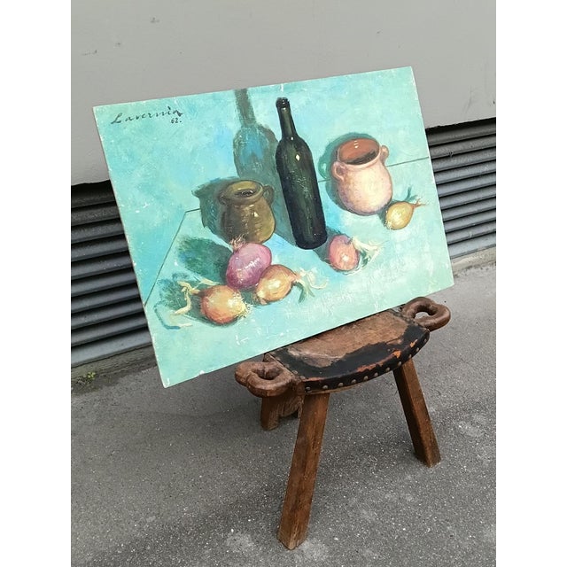 Old original oil painting in very good condition. Dated 1962 and signed by Angelina Lavernia. Angelina Lavernia is a...