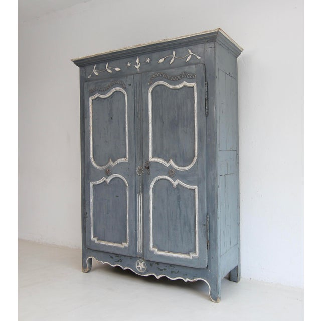 Blue 19th Century French Provincial Painted Pine Kitchen Cabinet For Sale - Image 8 of 18