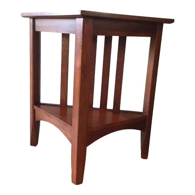 Late 20th Century Ethan Allen Solid Cherry Triangle Corner Side Table